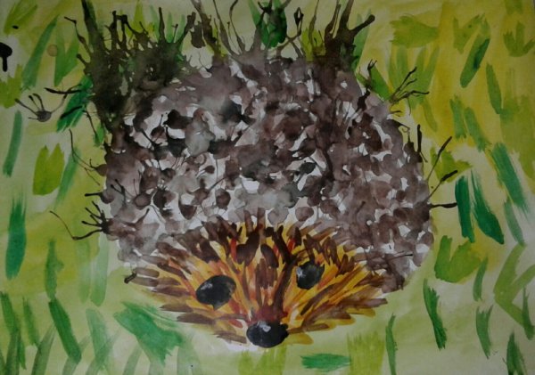 Рисование в подготовительной группе Ежик осенью