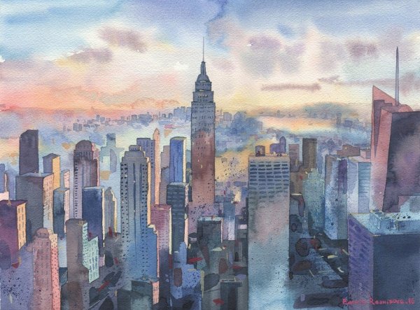 Живопись Нью Йорк акварель