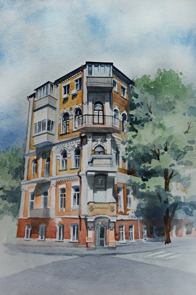 Здания акварелью