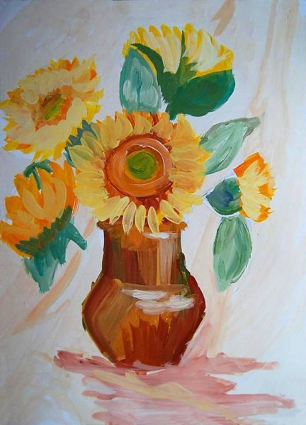 Подсолнухи гуашью