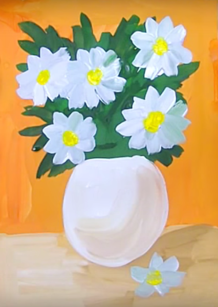 Ваза с цветами красками