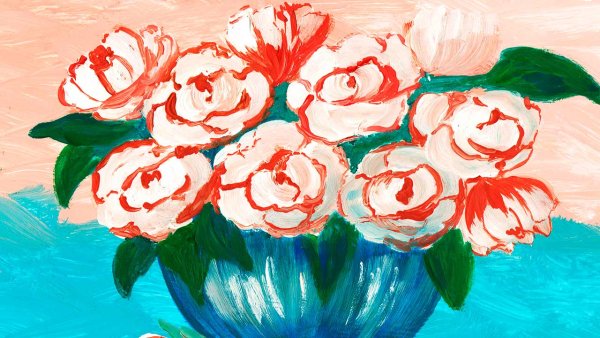 Букет цветов гуашью детский