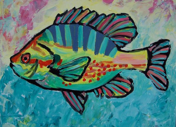 Рыбки гуашью