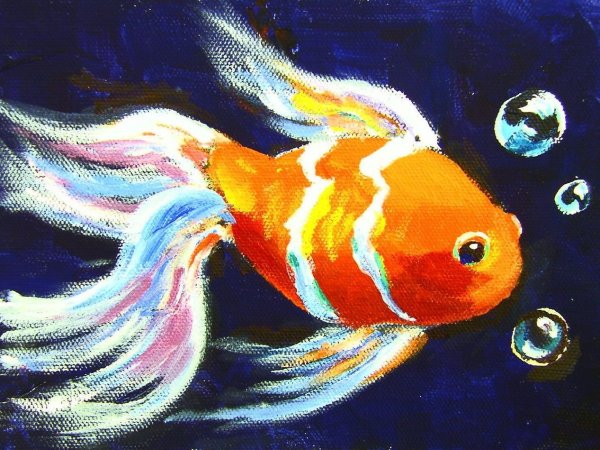 Рыбки гуашью