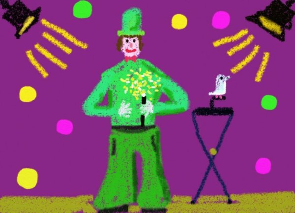 Рисование детей фокусника