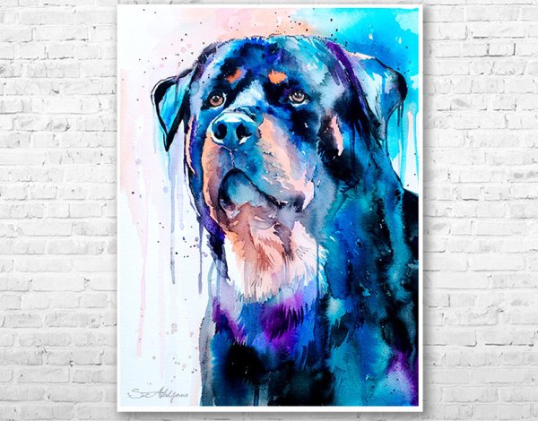 Ротвейлер акварель