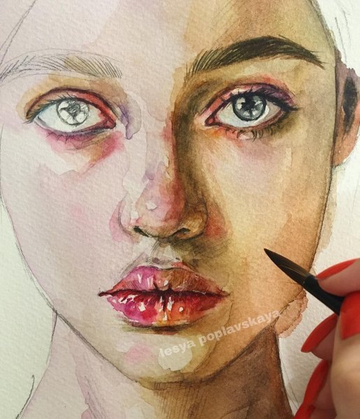 Рисование портрета акварелью
