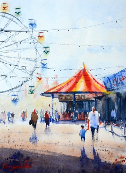 Аттракционы акварель