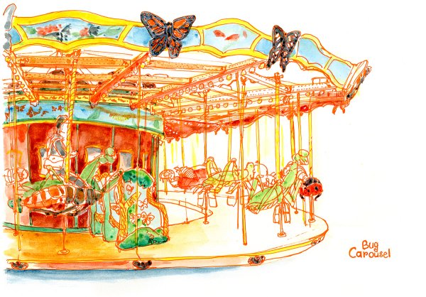 Иллюстрации детской карусели акварелью