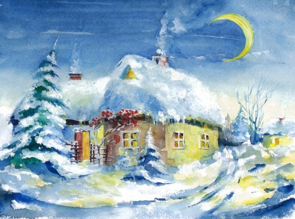 Рождество гуашью