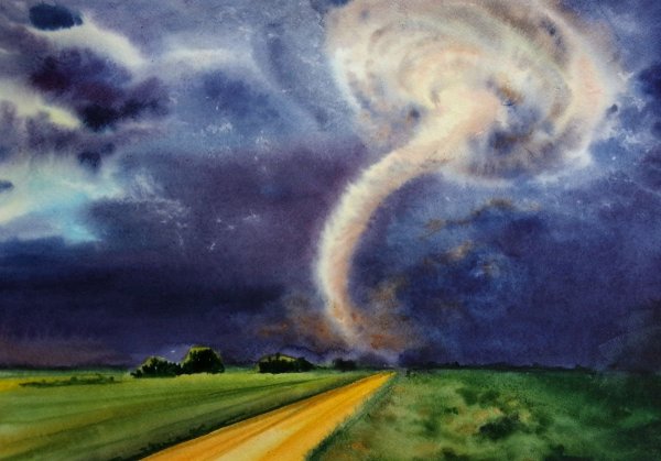 Торнадо акварель