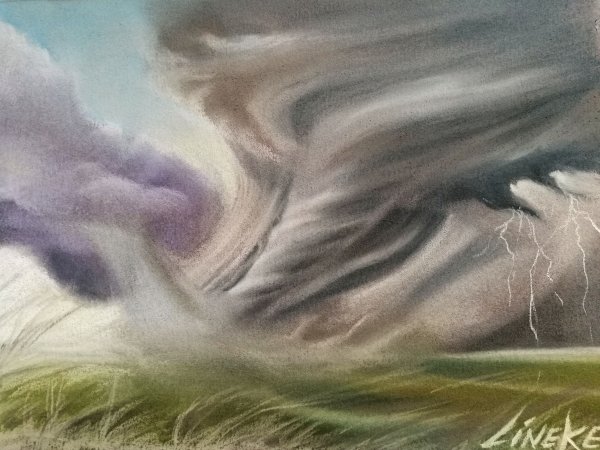 Рисунки акварелью с смерчем