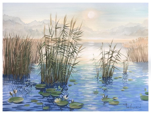 Живопись , художник Рылов ,река, камыши