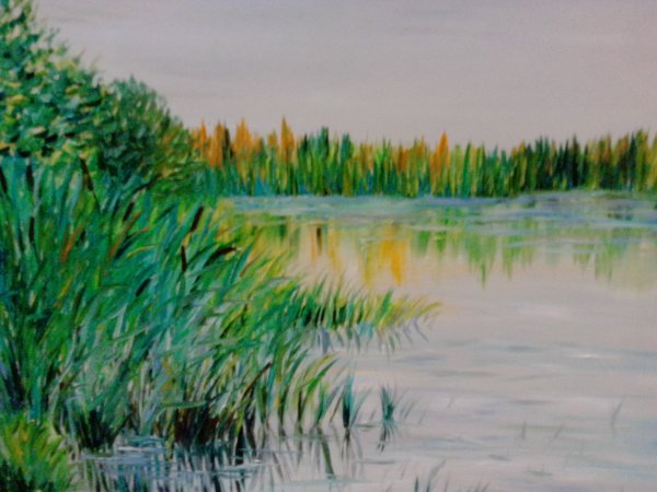 Живопись , художник Рылов ,река, камыши