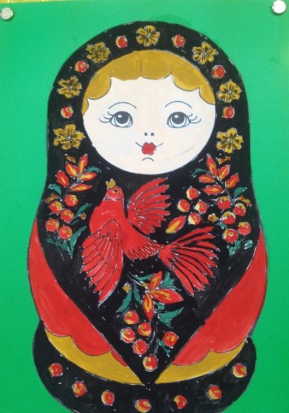 Рисование Матрешка гуашь