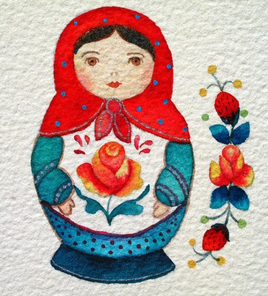 Матрешка акварель