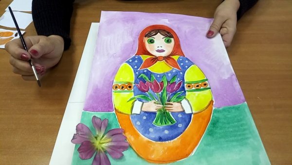 Матрешка гуашью
