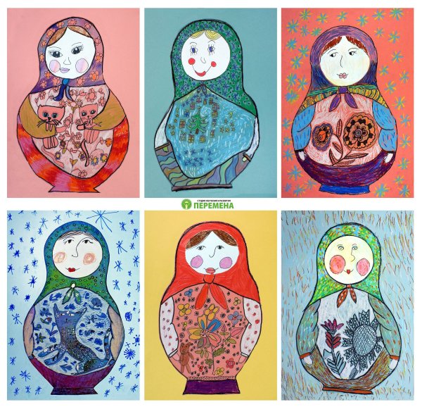 Детские рисунки матрешки