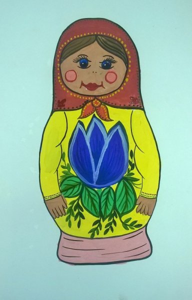 Матрёшка рисунок красками