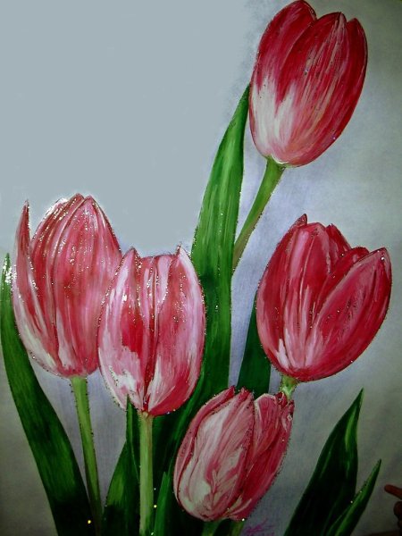 Тюльпаны гуашью для начинающих