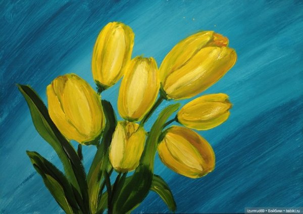 Тюльпаны гуашью