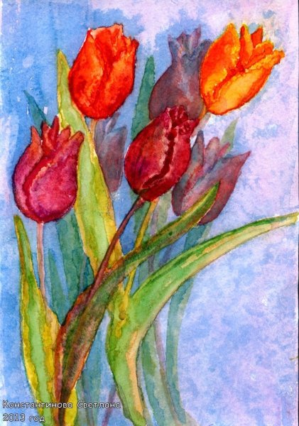 Букет для рисования тюльпаны