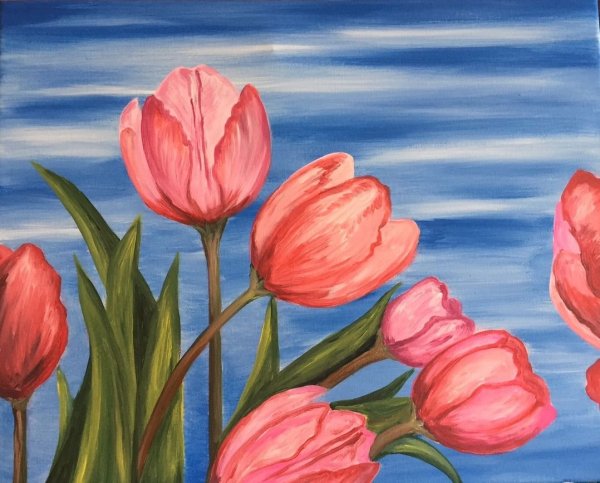 Тюльпаны рисунок красками