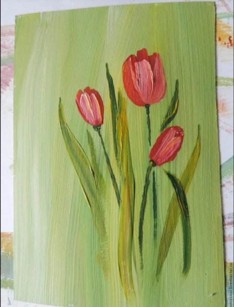Правополушарное рисование тюльпаны