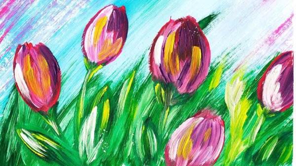 Гуашь 1 класс тюльпаны