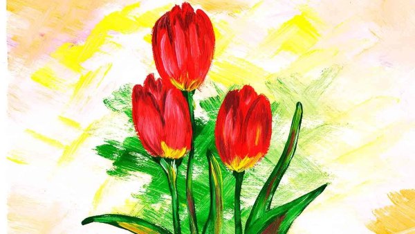 Как нарисовать тюльпаны гуашью