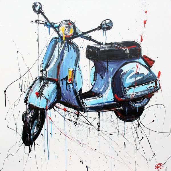 Мопед акварелью