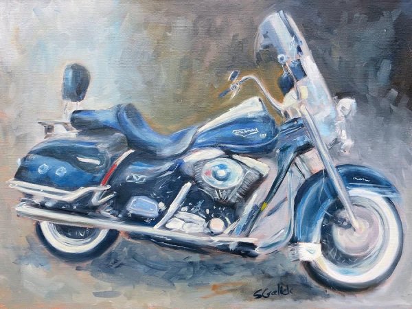 Харлей мотоцикл акварель