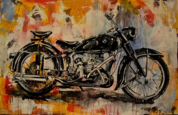 Картина маслом мотоцикл