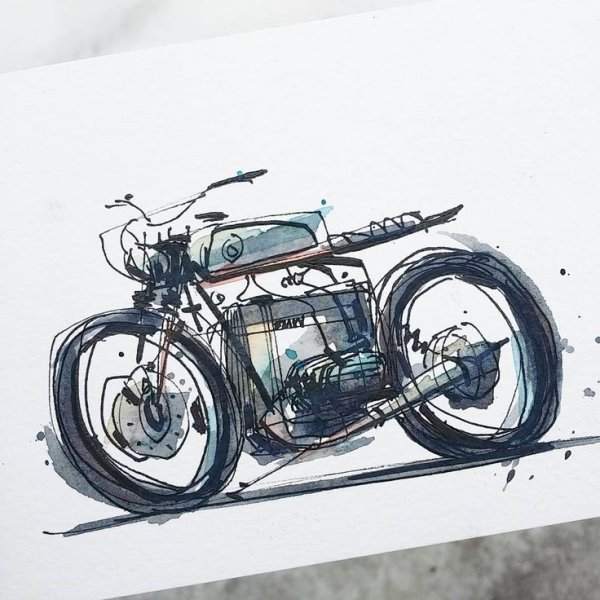 Мотоцикл акварель