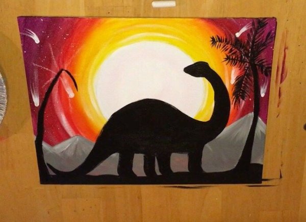 Динозавр гуашью