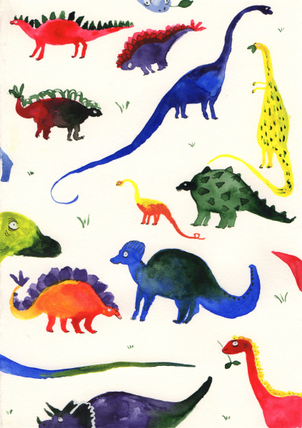 Динозавр гуашью