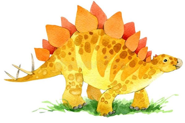 Динозавр акварелью для детей