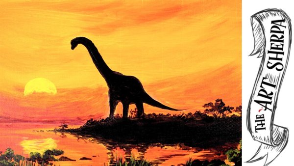 Картина красками динозавр