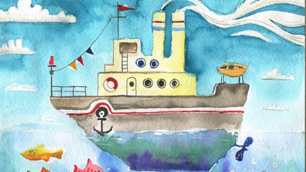 Пароход рисунок