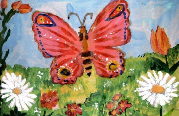 Детские рисунки бабочек красками