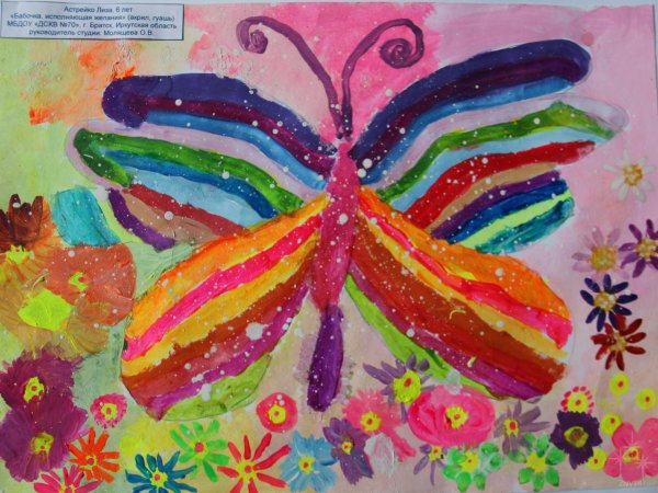 Бабочка гуашью