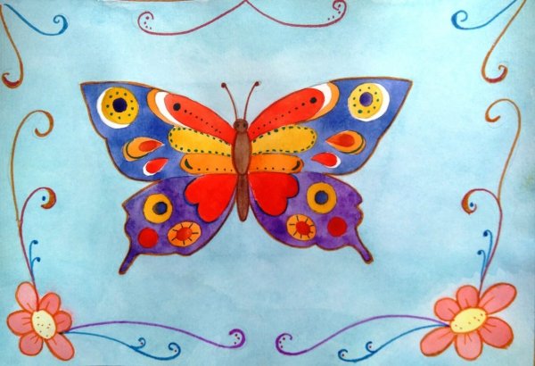 Бабочка гуашью