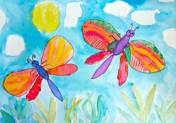 Правополушарное рисование бабочки гуашью