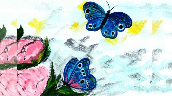Бабочка красками