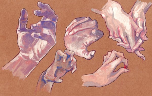 Кисти рук акварелью