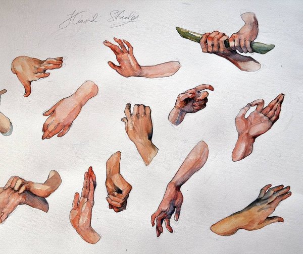 Этюды рук акварелью