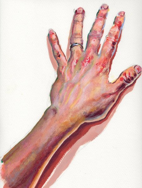 Руки гуашью