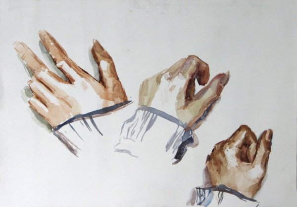 Кисти рук акварелью