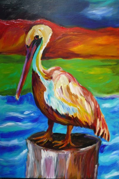 Пеликан картина маслом