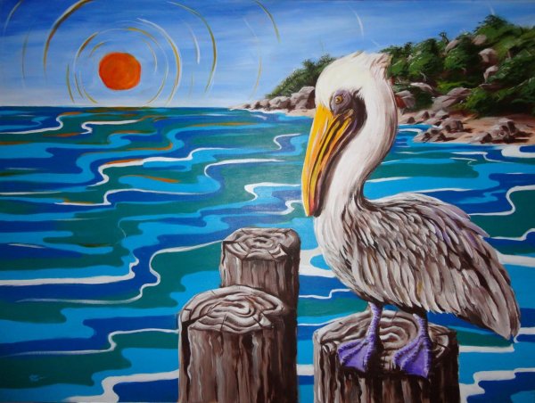 Пеликан рисунок